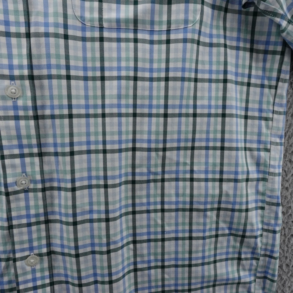 Duluth Trading Short Sleeve‎ Button Down Shirt Large Tall Blue Green Plaid Mens - Picture 8 of 11